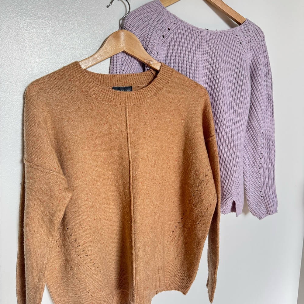 Topshop Tan and Lavender Sweater Duo - perfect lounge knits size 2/S